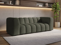 Canapé fixe 3 places en tissu bouclette vert AELIS