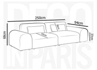 Canapé fixe 3 places en tissu gris EMMA