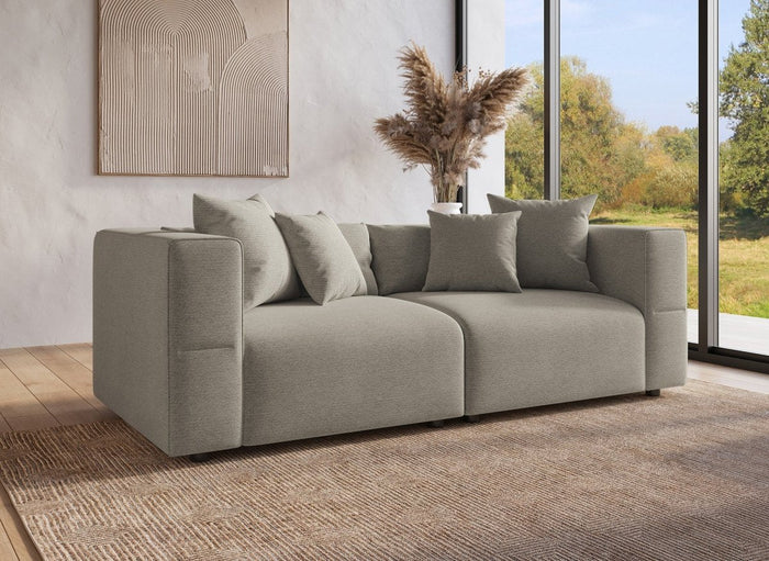Canapé fixe 3 places en tissu taupe EVELYNE
