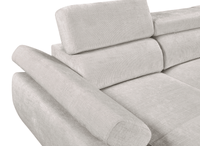Canapé panoramique convertible avec coffre en velours chiné beige MARIANO- Angle gauche