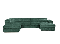 Canapé panoramique convertible avec coffre en velours chiné vert olive MARIANO- Angle droit