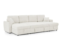 Canapé panoramique convertible avec coffres en velours côtelé épais beige ADRYEN