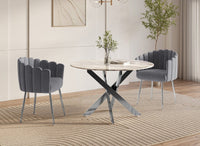 Chaise en velours gris pieds en métal argenté HAYDEN