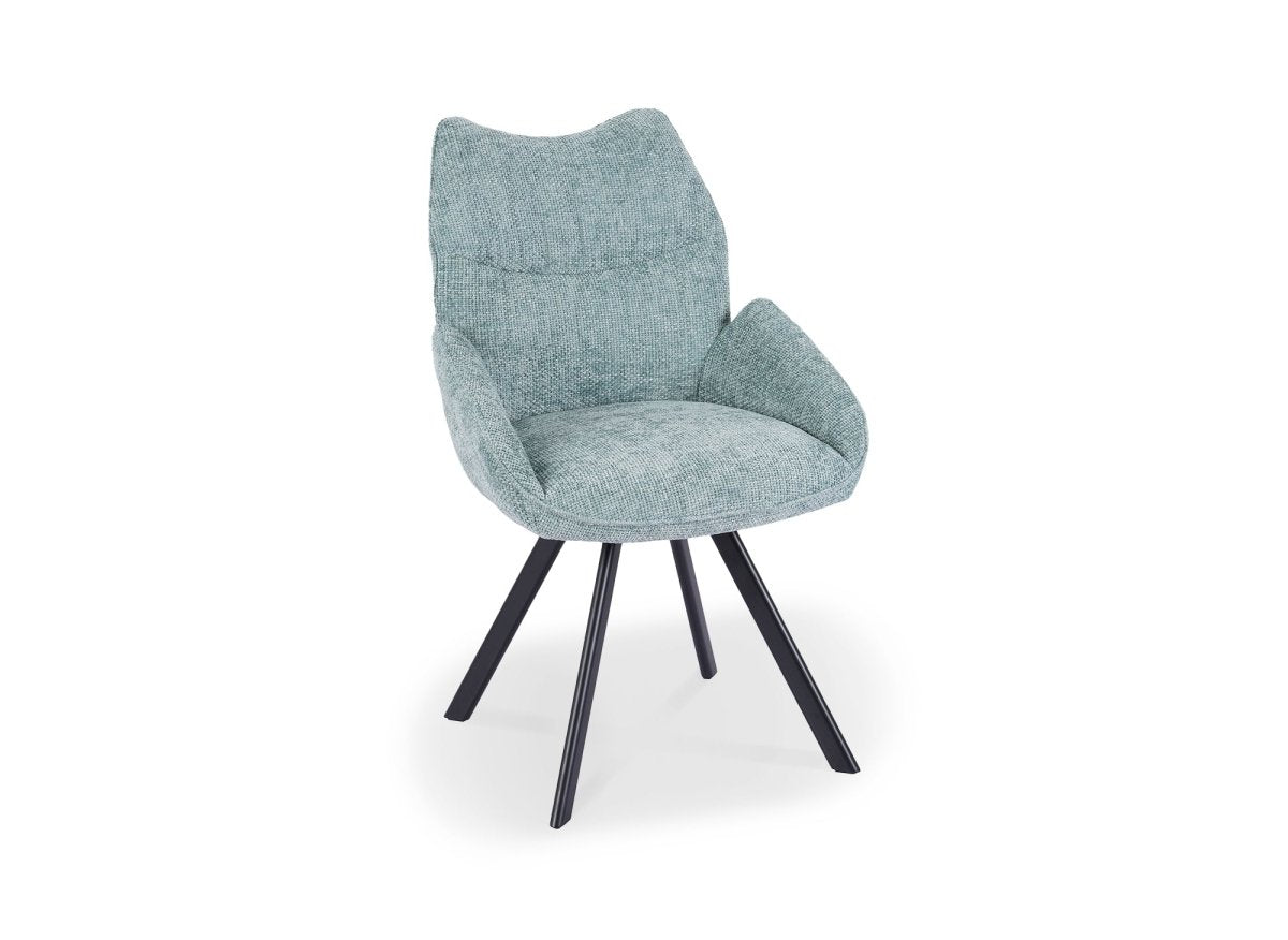 Chaise pivotante avec accoudoirs en tissu vert d'eau TALIA