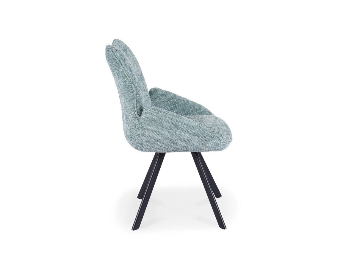 Chaise pivotante avec accoudoirs en tissu vert d'eau TALIA