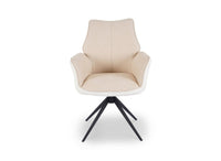Chaise pivotante avec accoudoirs en velours et tissu bouclette beige ISALIE