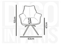 Chaise pivotante avec accoudoirs en velours et tissu bouclette gris ISALIE