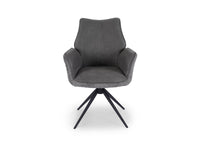 Chaise pivotante avec accoudoirs en velours et tissu bouclette gris ISALIE