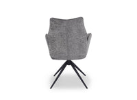Chaise pivotante avec accoudoirs en velours et tissu bouclette gris ISALIE