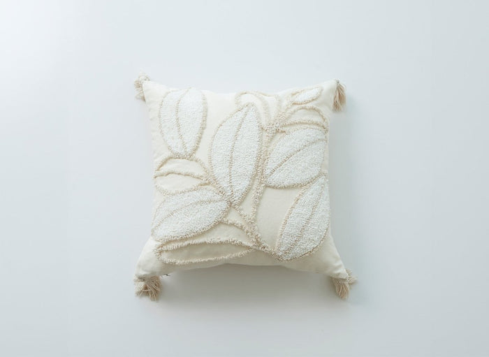 Coussin beige à motif floral 45x45 cm ALESIA