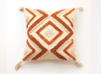 Coussin beige à motif losange orange 45x45 cm NIVLA