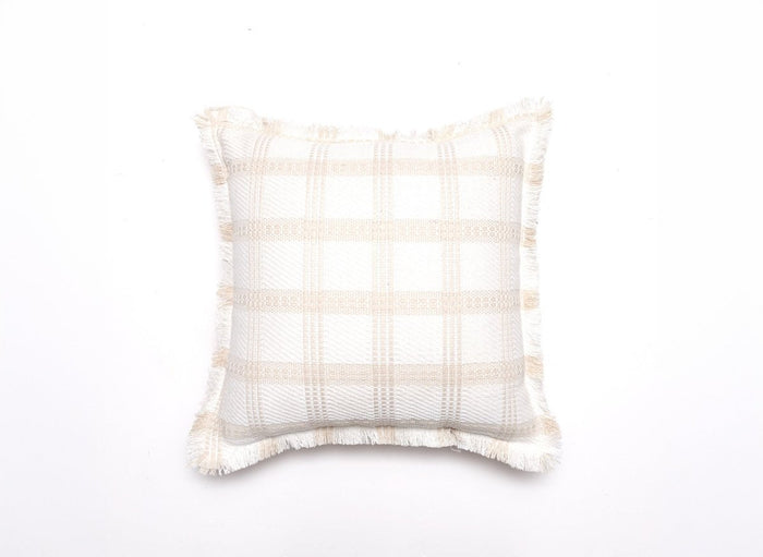 Coussin blanc et beige à carreaux 45x45 cm WARMY