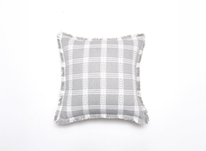 Coussin blanc et gris à carreaux 45x45 cm WARMY