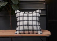 Coussin blanc et gris foncé à carreaux 45x45 cm WARMY