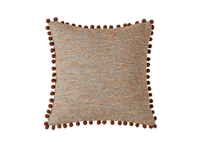 Coussin orange en tweed avec ponpons 45x45 cm POPINE