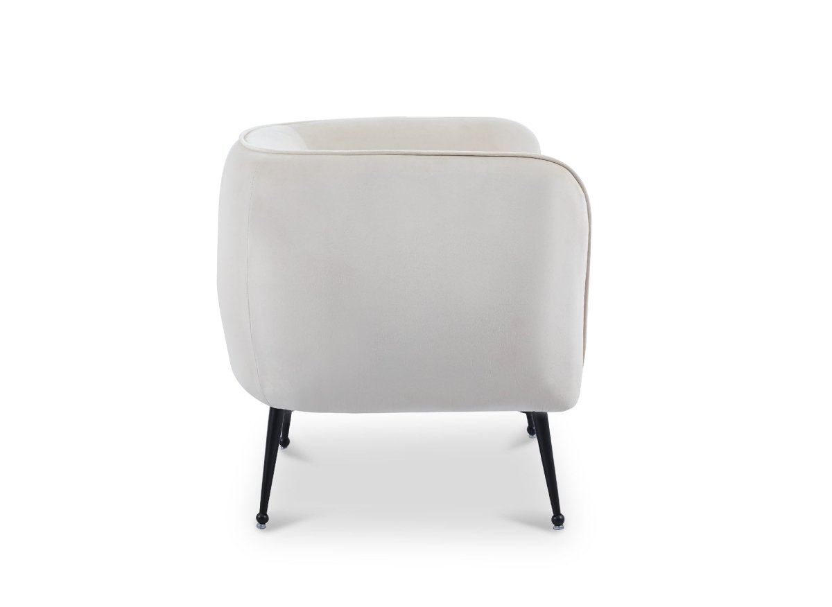 Fauteuil cabriolet en velours beige pieds noir PERRY