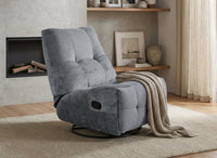 Fauteuil relax pivotant en velours chiné gris LISON