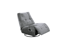 Fauteuil relax pivotant en velours chiné gris LISON