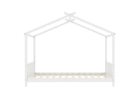 Lit cabane avec barreaux en bois blanc 90 x 190 cm NIDOU