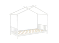 Lit cabane avec barreaux en bois blanc 90 x 190 cm NIDOU