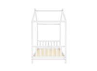 Lit cabane avec barreaux en bois blanc 90 x 190 cm NIDOU