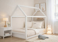 Lit cabane en bois blanc 90 x 190 cm POPY