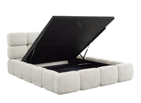 Lit coffre en tissu bouclette beige 140x190 cm BUBBLE