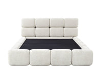 Lit coffre en tissu bouclette beige 140x190 cm BUBBLE