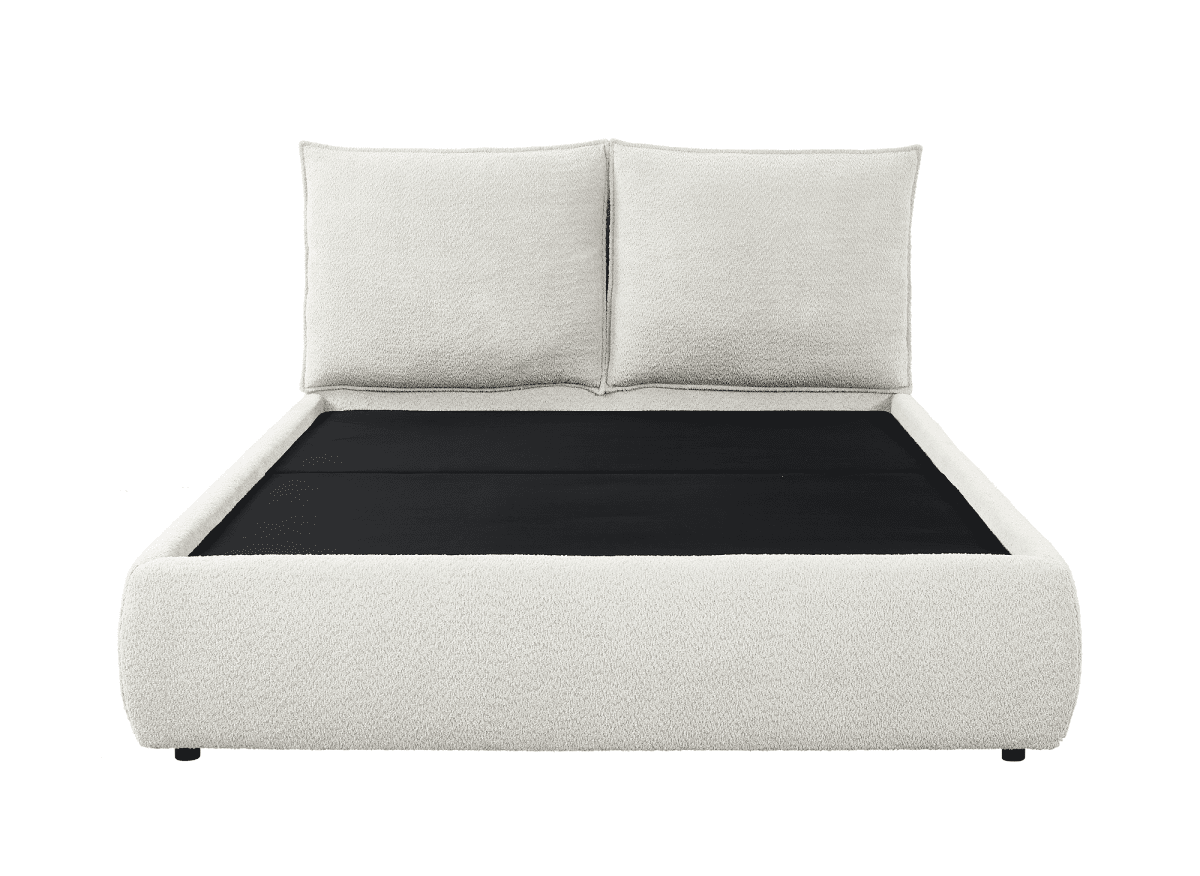 Lit coffre en tissu bouclette beige 140x190 cm MELY