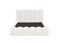 Lit coffre en tissu bouclette beige 140x190 cm RITA