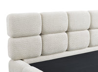 Lit coffre en tissu bouclette beige 160x200 cm BUBBLE