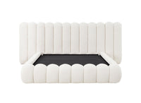 Lit coffre en tissu bouclette beige 160x200 cm GRETA