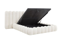 Lit coffre en tissu bouclette beige 160x200 cm GRETA