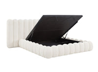 Lit coffre en tissu bouclette beige 180x200 cm GRETA
