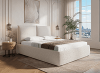 Lit coffre en tissu bouclette beige 180x200 cm MELY