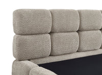 Lit coffre en tissu bouclette taupe 160x200 cm BUBBLE