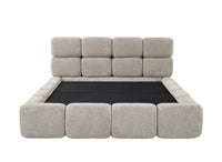 Lit coffre en tissu bouclette taupe 160x200 cm BUBBLE