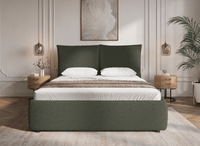 Lit coffre en tissu bouclette vert olive 140x190 cm MELY