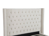 Lit coffre en velours beige 180x200 cm MAXI