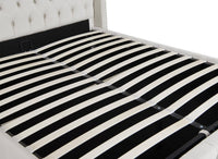 Lit coffre en velours beige 180x200 cm MAXI