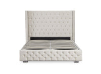 Lit coffre en velours beige 180x200 cm MAXI