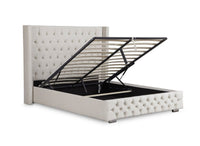 Lit coffre en velours beige 180x200 cm MAXI