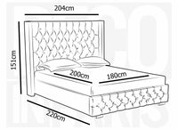 Lit coffre en velours beige 180x200 cm MAXI