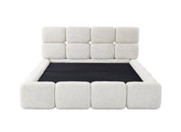 Lit coffre en velours chiné beige 160x200 cm BUBBLE
