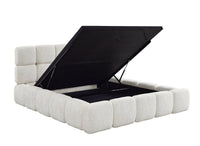 Lit coffre en velours chiné beige 180x200 cm BUBBLE