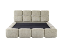 Lit coffre en velours chiné taupe 140x190 cm BUBBLE