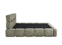 Lit coffre en velours chiné vert olive 160x200 cm BUBBLE