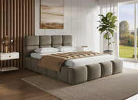 Lit coffre en velours chiné vert olive 140x190 cm BUBBLE