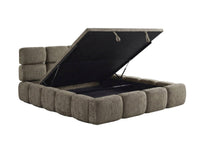 Lit coffre en velours chiné vert olive 140x190 cm BUBBLE