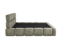 Lit coffre en velours chiné vert olive 180x200 cm BUBBLE